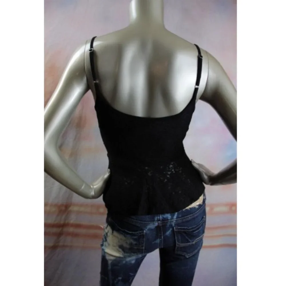 NWT MINKPINK Rosemary Peplum Black Stretch Lace Camisole Top XS